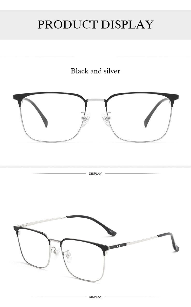 Hotochki Men's Semi Rim Beta Titanium Alloy IP Plated Frame Eyeglasses 80092 Semi Rim Hotochki