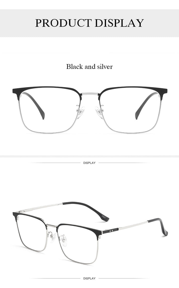 Hotochki Men's Semi Rim Beta Titanium Alloy IP Plated Frame Eyeglasses 80092 Semi Rim Hotochki