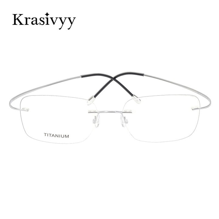 Krasivyy Unisex Rimless Square Screwless Titanium Eyeglasses Kr16016 Rimless Krasivyy