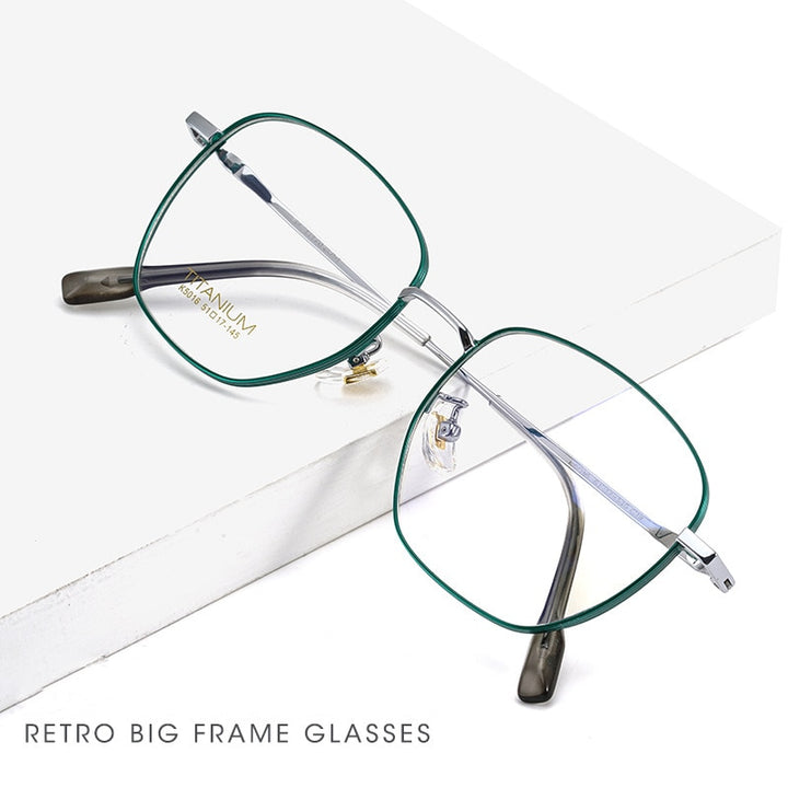 Yimaruili Unisex Full Rim Square Titanium Frame Eyeglasses 02K5016 Full Rim Yimaruili Eyeglasses