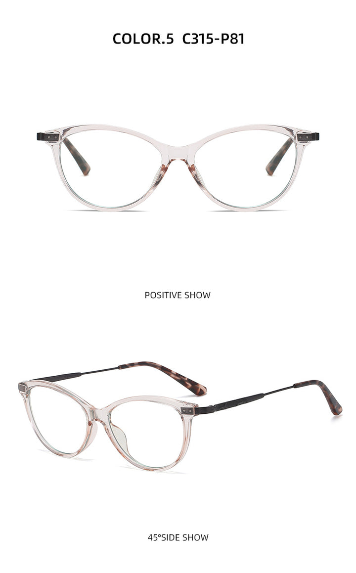 Hotony Women's Full Rim Cat Eye TR 90 Resin Alloy Frame Eyeglasses Tr2332 Full Rim Hotony
