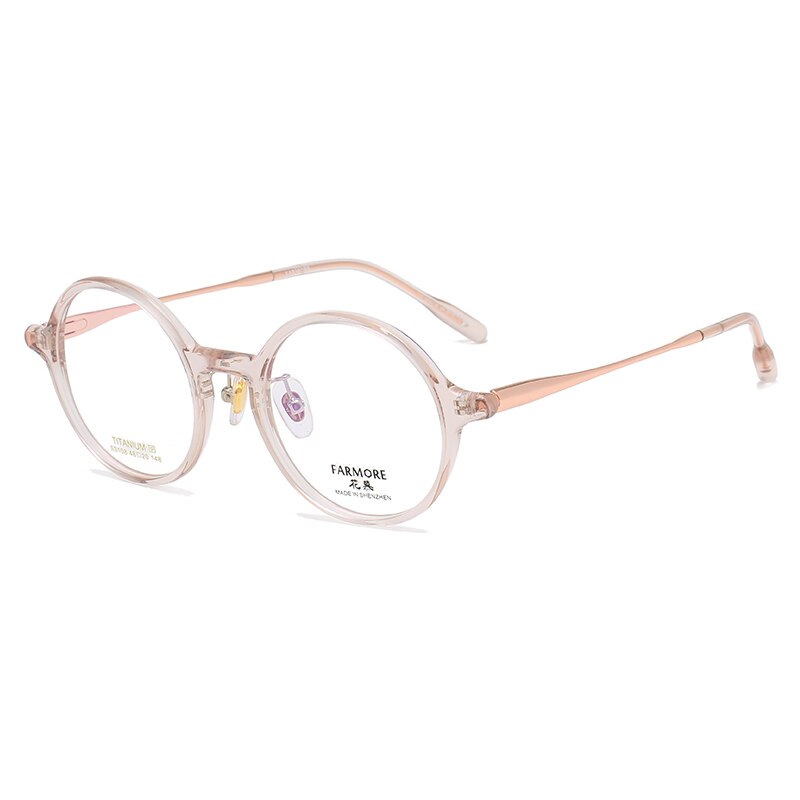 Reven Jate Unisex Full Rim Round Acetate Titanium Eyeglasses S3108 Full Rim Reven Jate pink