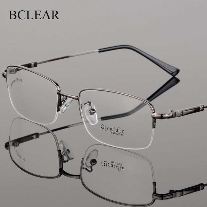 Bclear Men's Semi Rim Square Alloy Eyeglasses 2008 Semi Rim Bclear