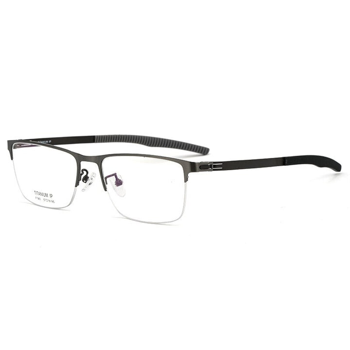 Hotochki Men's Semi Rim TitaniumAlloy IP Plated Frame Eyeglasses F1983 Semi Rim Hotochki