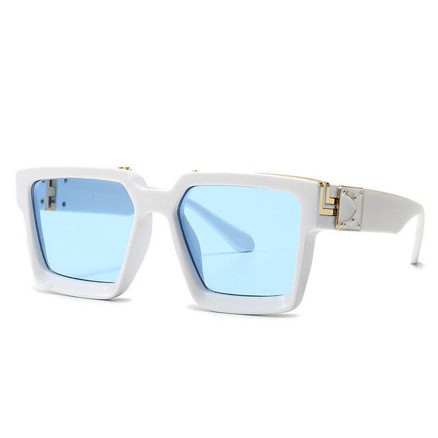 CCspace Unisex Full Rim Square Resin Frame Sunglasses 46167 Sunglasses CCspace Sunglasses C7WhiteBlue LargeFrame