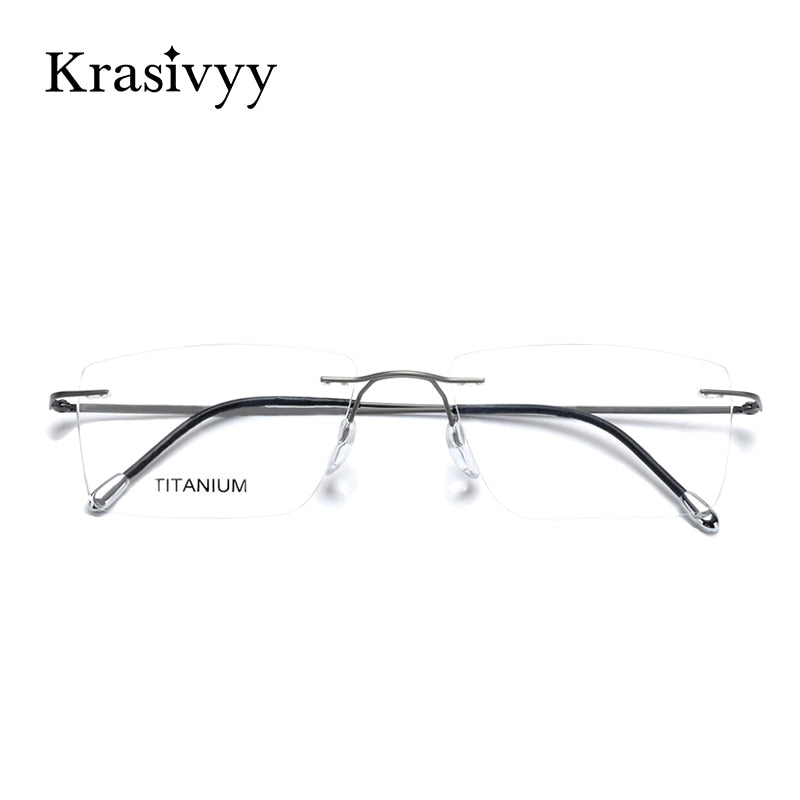 Krasivyy Unisex Rimless Square Titanium Eyeglasses Kr16011 Rimless Krasivyy