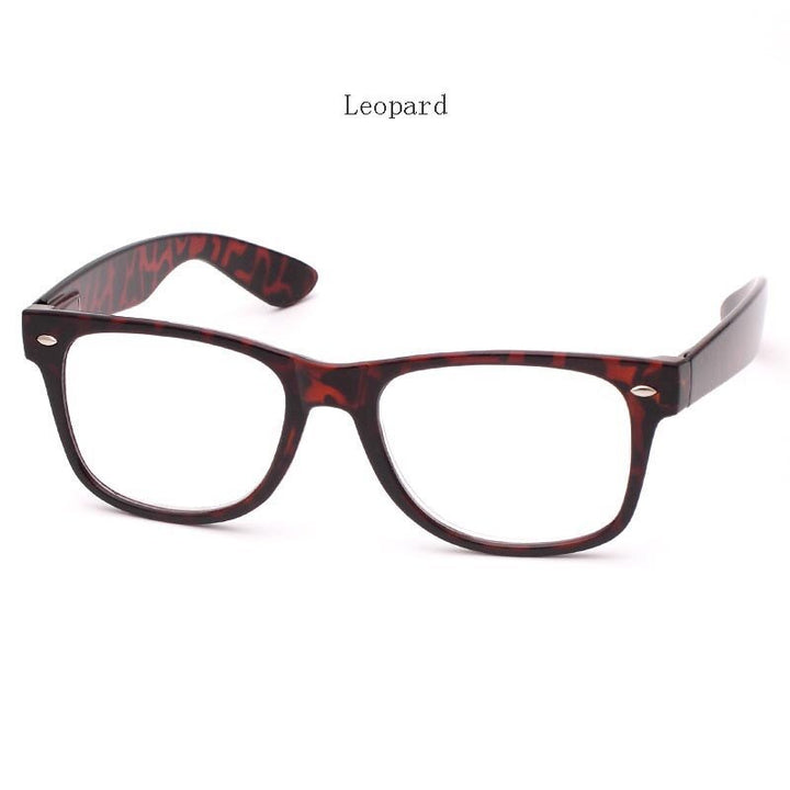 Hdcrafter Unisex Full Rim Square Acetate Frame Reading Glasses H9002 Reading Glasses Hdcrafter Eyeglasses +100 Leopard