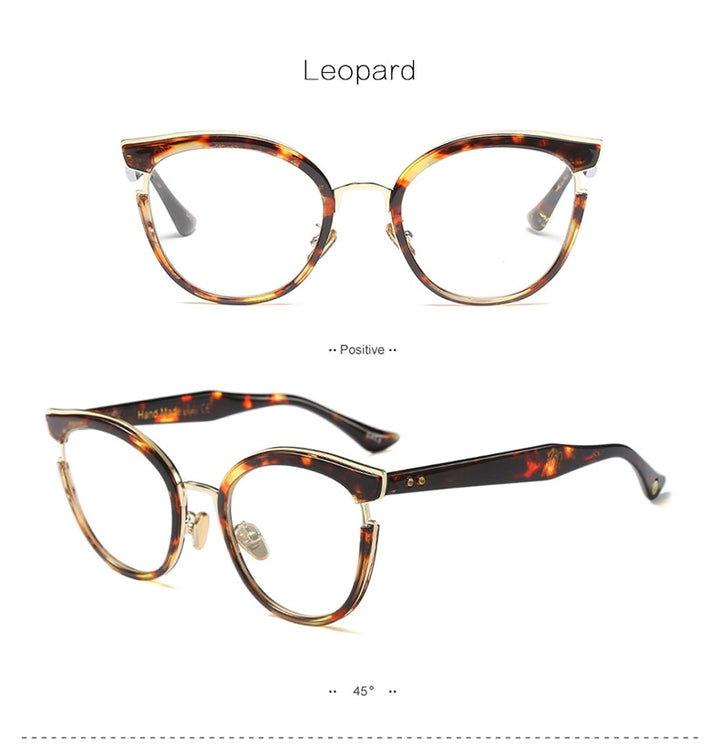 Hotony Women's Full Rim Round Cat Eye Acetate Frame Eyeglasses 97551 Full Rim Hotony