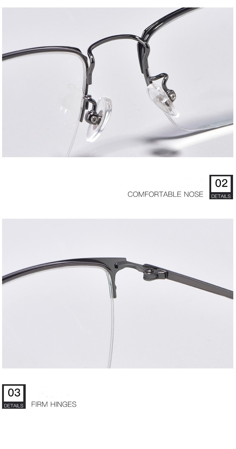 Yimaruili Unisex Semi Rim Titanium Frame Eyeglasses 8017JX Semi Rim Yimaruili Eyeglasses