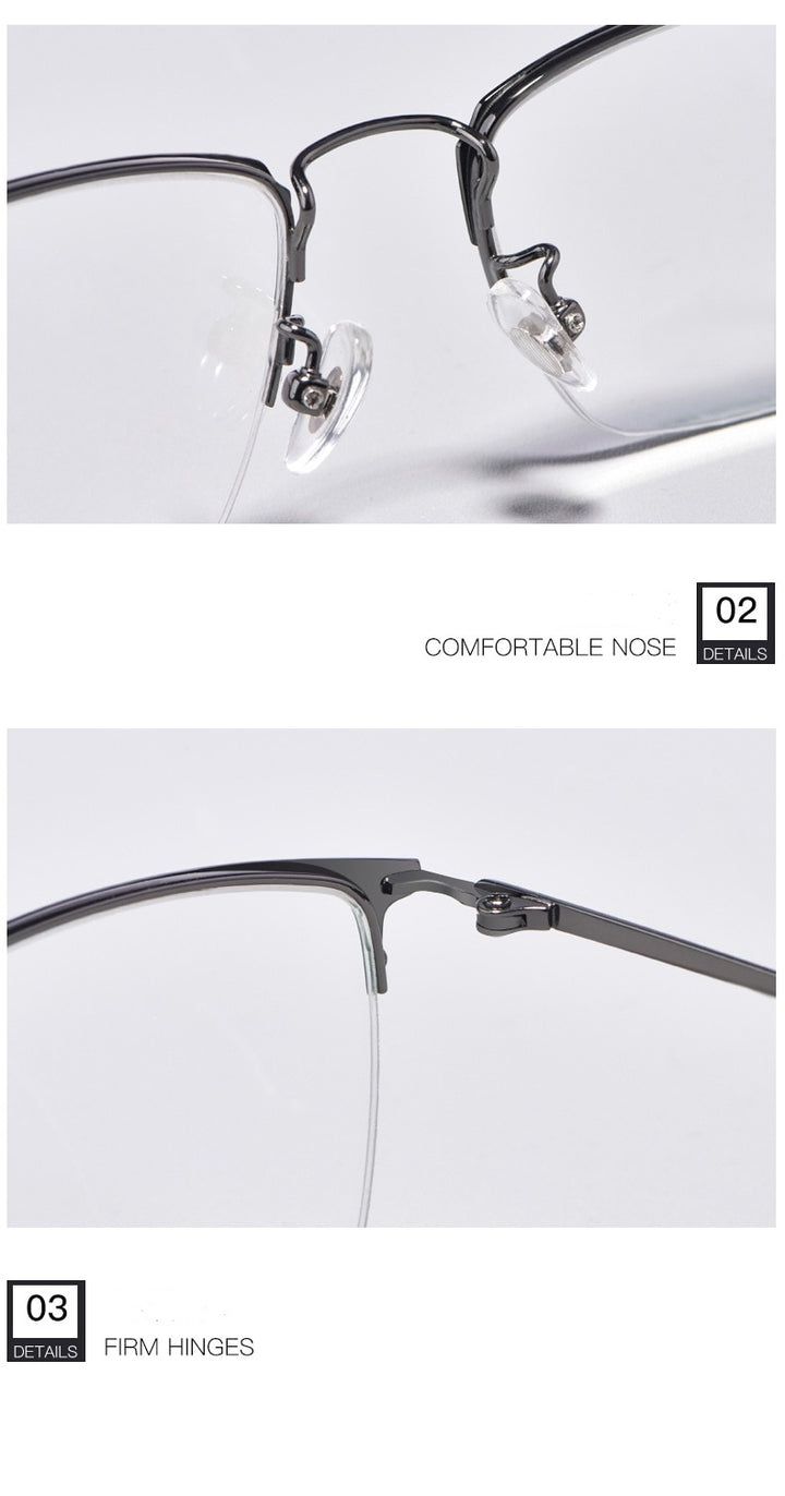 Yimaruili Unisex Semi Rim Titanium Frame Eyeglasses 8017JX Semi Rim Yimaruili Eyeglasses