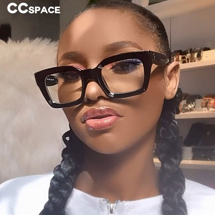 CCspace Unisex Full Rim Square Cat Eye Resin Rivet Frame Eyeglasses 47105 Full Rim CCspace