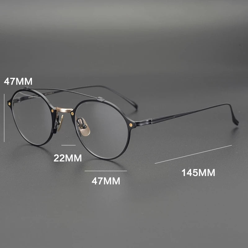 Gatenac Unisex Full Rim Round Double Bridge Titanium Frame Eyeglasses Gxyj340 Full Rim Gatenac