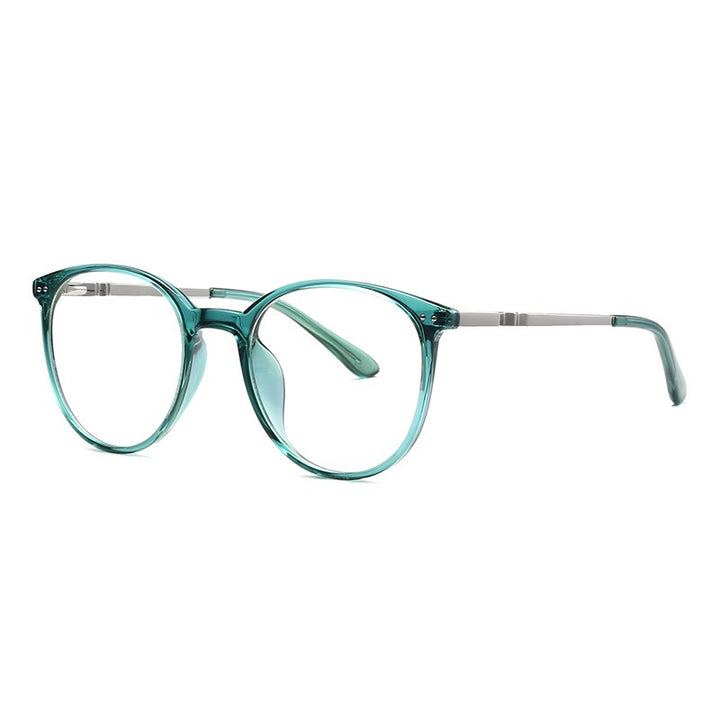 Hotochki Women's Full Rim Round TR-90 Resin Alloy Frame Eyeglasses 2055 Full Rim Hotochki green