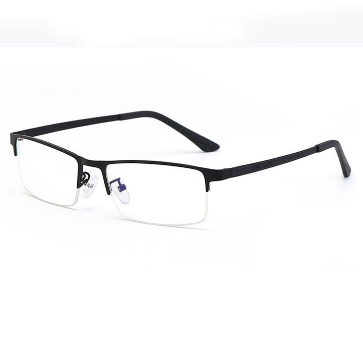 Handoer Unisex Semi Rim Square Alloy Eyeglasses 88121 Semi Rim Handoer Black