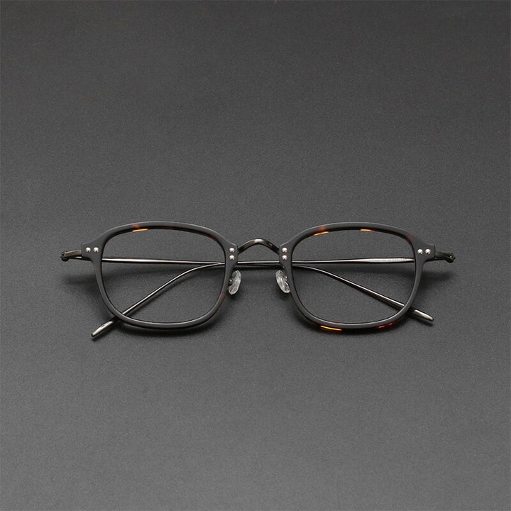 Gatenac Unisex Full Rim Square Titanium Acetate Frame Eyeglasses Gxyj364 Full Rim Gatenac