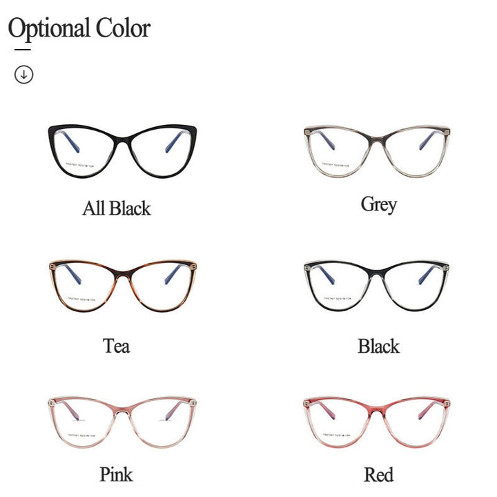 Hotony Woman's Full Rim Cat Eye TR 90 Resin Alloy Frame Eyeglasses 7001 Full Rim Hotony