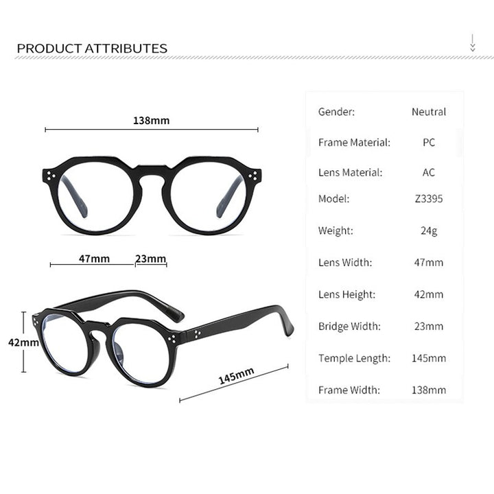 Hotochki Unisex Full Rim PC Plastic Resin Frame Eyeglasses 3395 Full Rim Hotochki