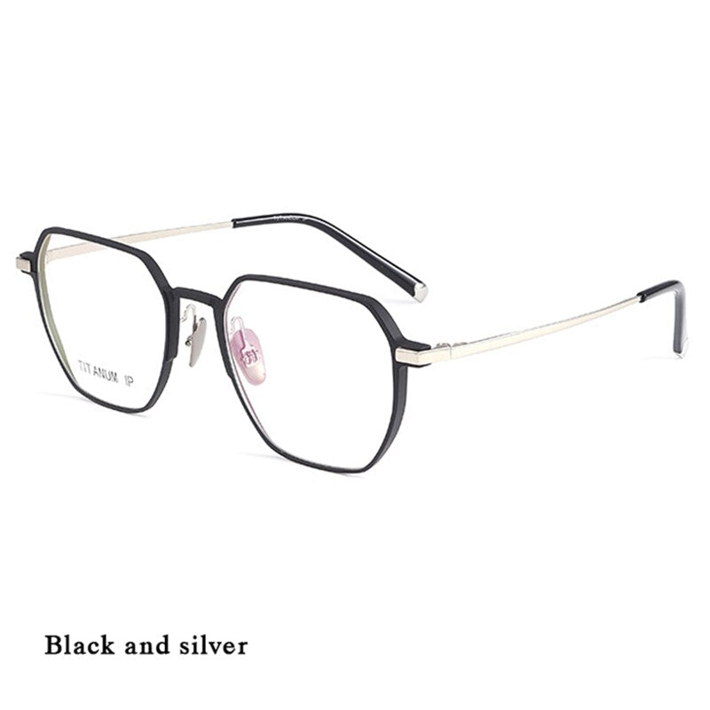 Hotochki Unisex Full Rim Titanium Alloy IP Plated Frame Eyeglasses 66004 Full Rim Hotochki Black SIlver  