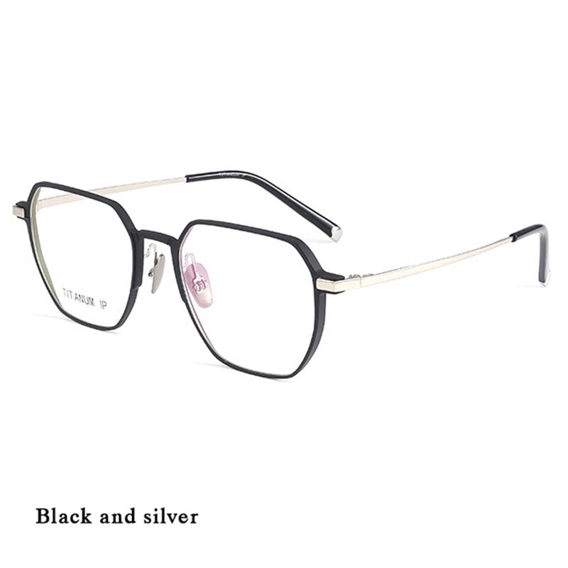Hotochki Unisex Full Rim Titanium Alloy IP Plated Frame Eyeglasses 66004 Full Rim Hotochki Black SIlver