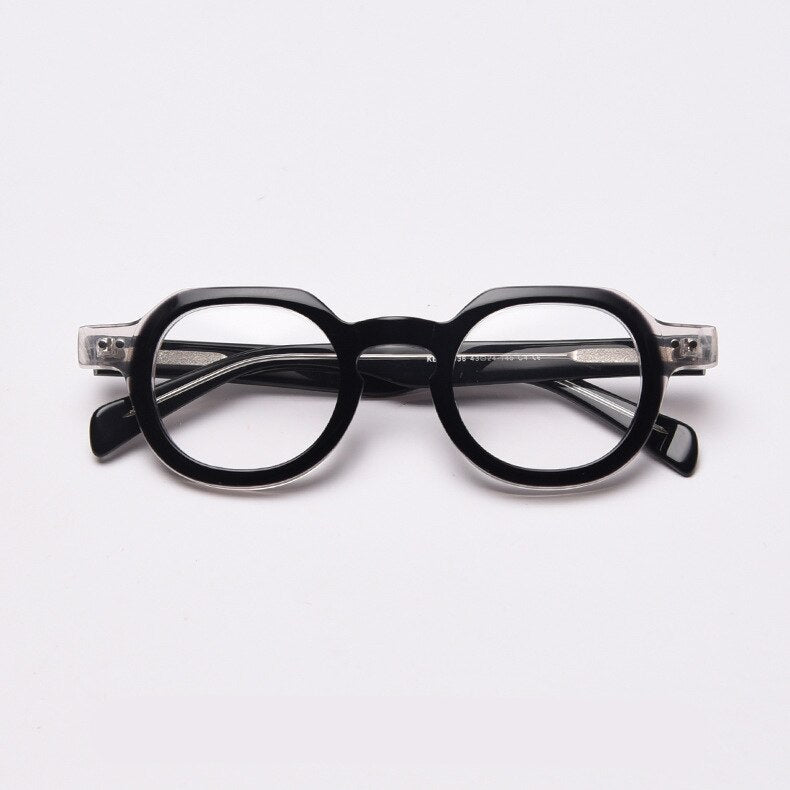CCspace Unisex Full Rim Round Acetate Frame Eyeglasses 49875 Full Rim CCspace Black