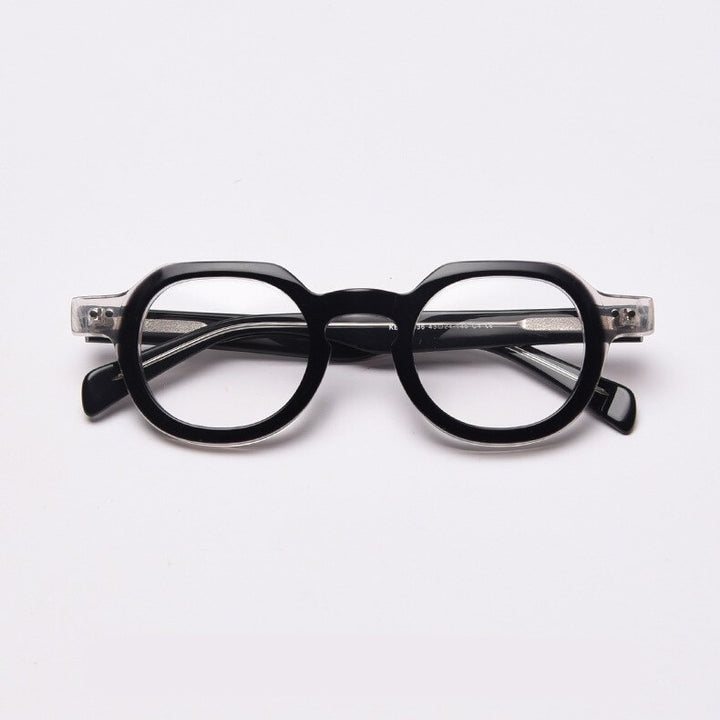 CCspace Unisex Full Rim Round Acetate Frame Eyeglasses 49875 Full Rim CCspace Black