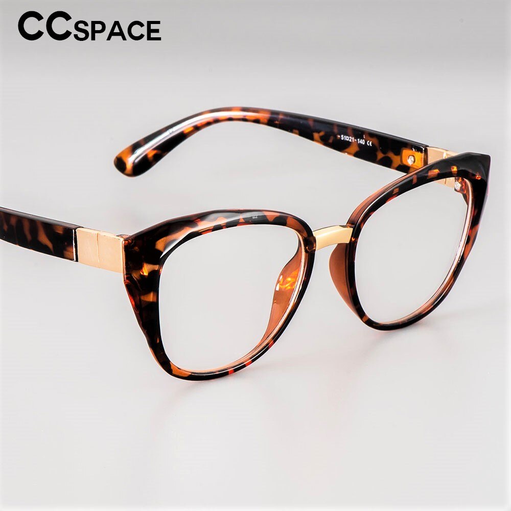 CCspace Unisex Full Rim Round Cat Eye Tr 90 Titanium Frame Eyeglasses 48092 Full Rim CCspace