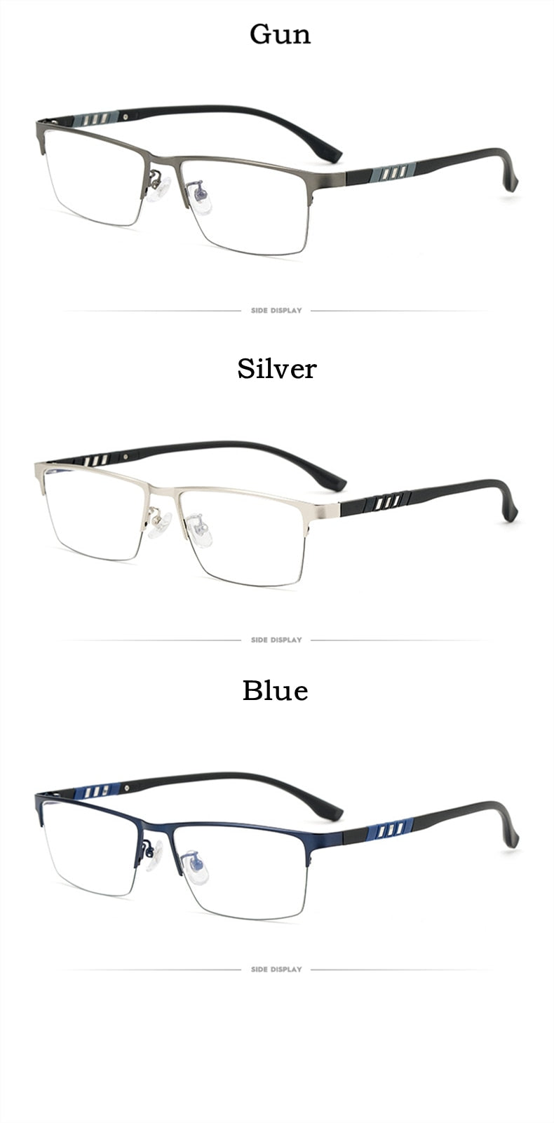 Yimaruili Men's Semi Rim Titanium Alloy Frame Eyeglasses P9806 Semi Rim Yimaruili Eyeglasses