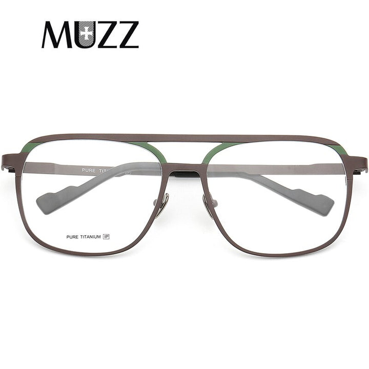 Muzz Unisex Full Rim Square Double Bridge Titanium Frame Eyeglasses T7036 Full Rim Muzz C2