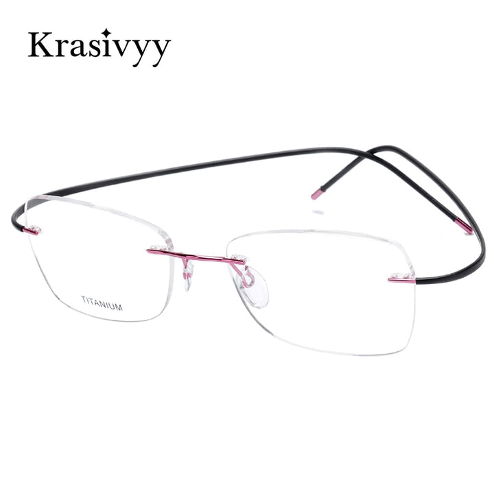 Krasivyy Unisex Rimless Square Oval Eyeglasses Kr6015 Rimless Krasivyy