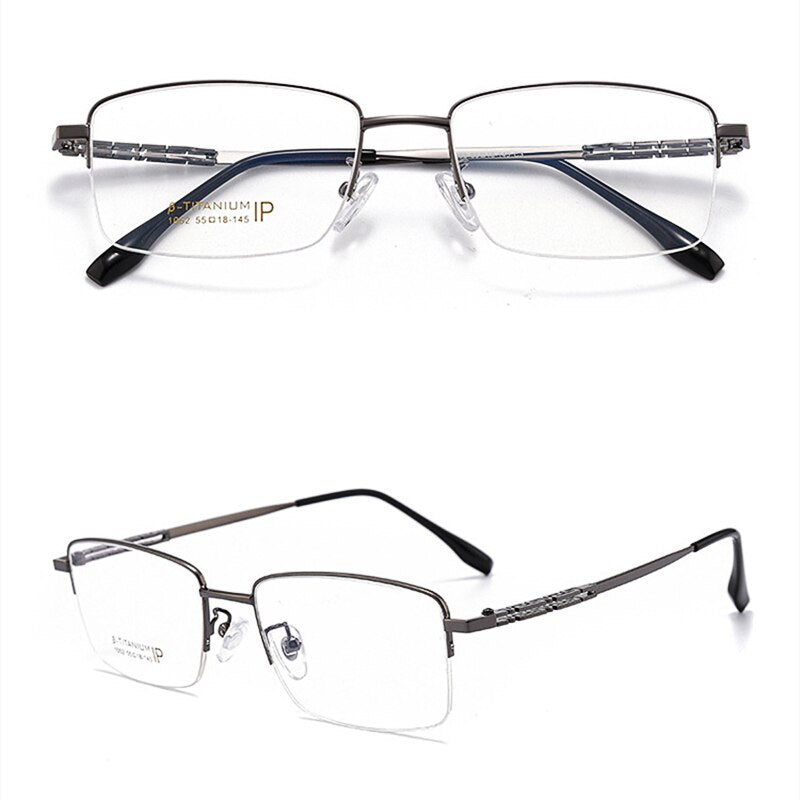 Yimaruili Men's Semi Rim β Titanium Frame Eyeglasses 1052 Semi Rim Yimaruili Eyeglasses Gun China