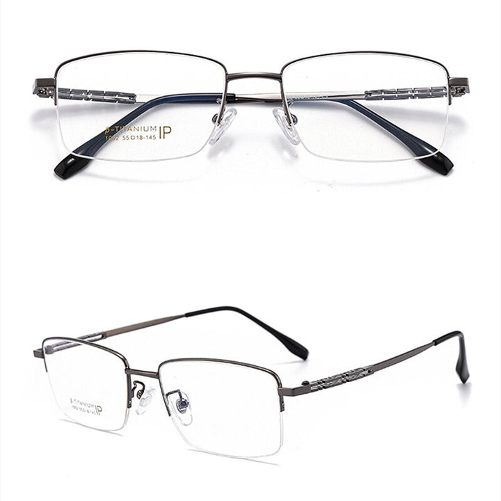 Yimaruili Men's Semi Rim β Titanium Frame Eyeglasses 1052 Semi Rim Yimaruili Eyeglasses Gun China