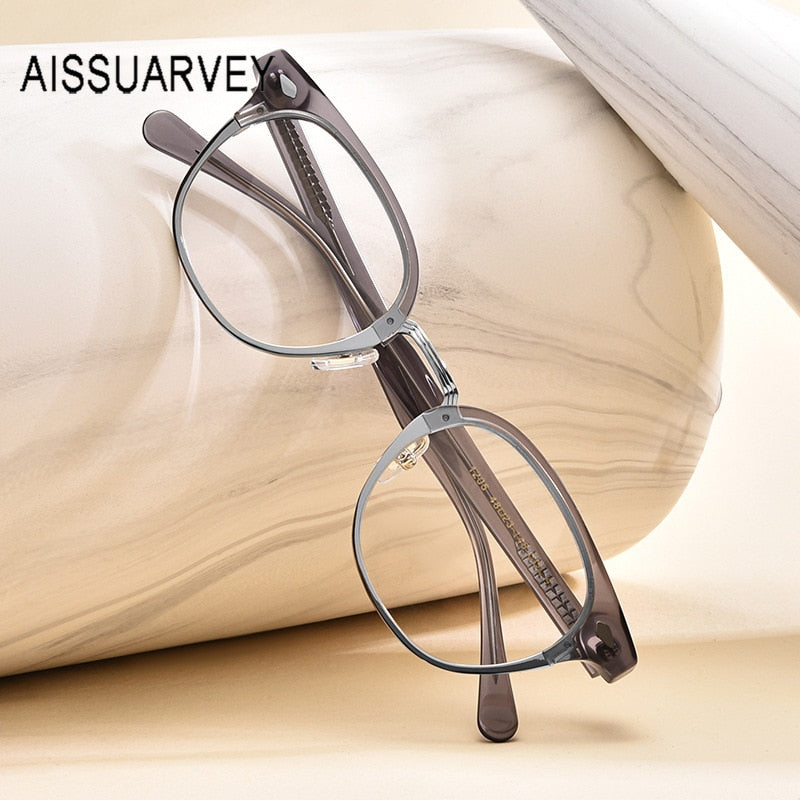 Aissuarvey Unisex Geometrical Full Rim Acetate Alloy Frame Eyeglasses Full Rim Aissuarvey Eyeglasses   