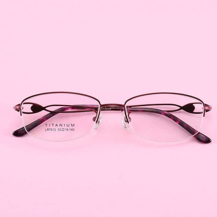 Women's Hollow Jeweled Temple Semi Rim Frame Eyeglasses Lr7812 Semi Rim Bclear