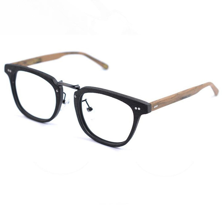 Hdcrafter Men's Full Rim Square Round Wood Alloy Acetate Frame Eyeglasses Ps7009 Full Rim Hdcrafter Eyeglasses
