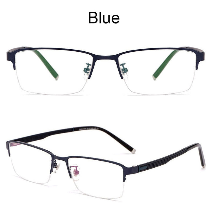 Hotochki Men's Semi Rim Rectangular Alloy Frame Eyeglasses 3095 Semi Rim Hotochki   