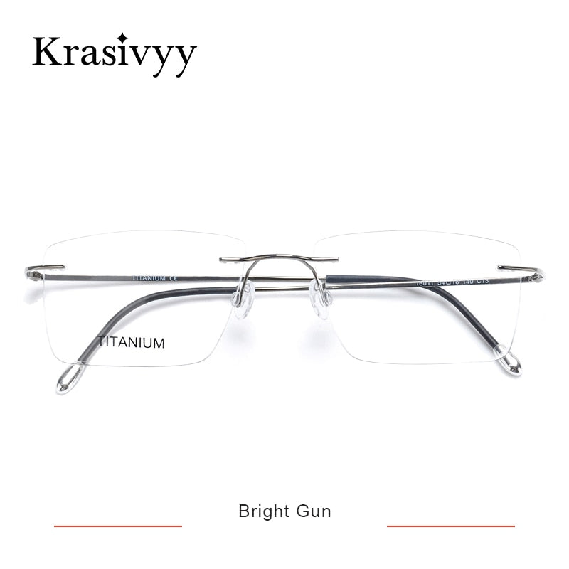 Krasivyy Unisex Rimless Square Titanium Eyeglasses Kr16011 Rimless Krasivyy Bright Gun