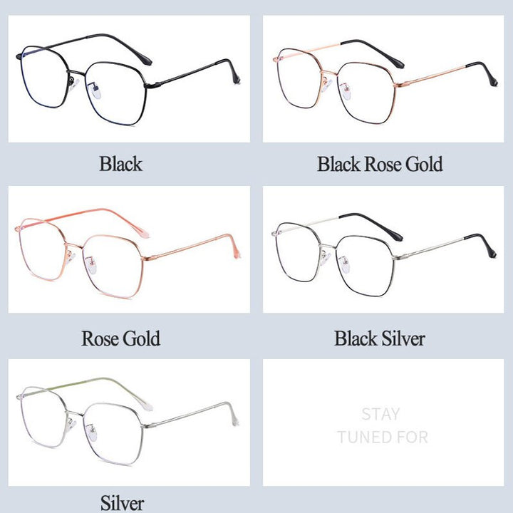 Hotony Unisex Full Rim Alloy Polygonal Frame Eyeglasses Zy9037 Full Rim Hotony