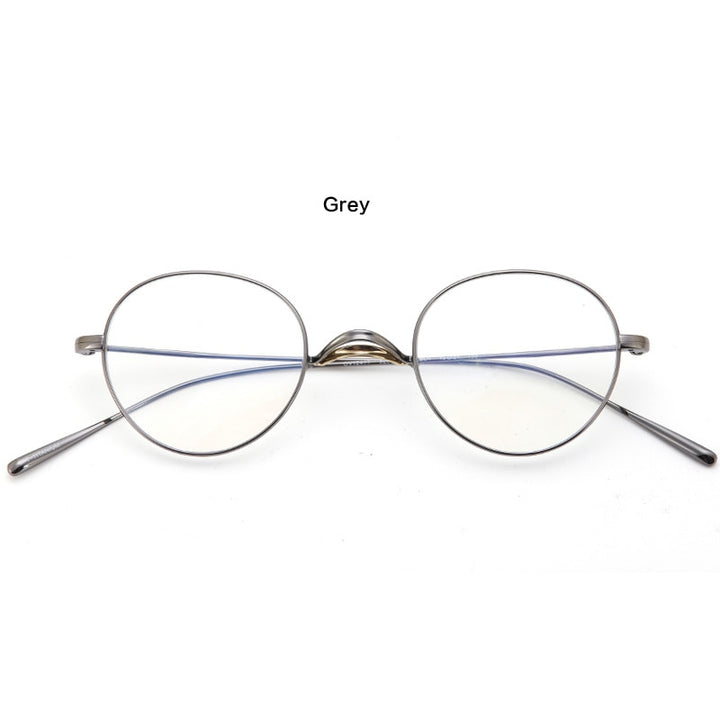 Muzz Unisex Full Rim Round Oval Titanium Frame Eyeglasses Mmmm1241 Full Rim Muzz gray