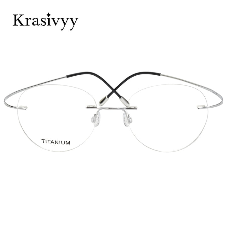 Krasivyy Unisex Rimless Round Titanium Eyeglasses Kr16017 Rimless Krasivyy