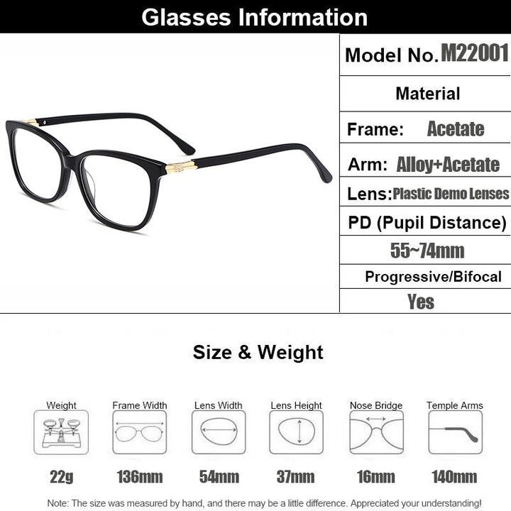 Gmei Women's Eyeglasses Acetate Alloy M22001 Full Rim Gmei Optical