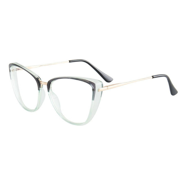 Hotony Women's Full Rim TR 90 Resin Cat Eye Frame Eyeglasses 7033 Full Rim Hotony green