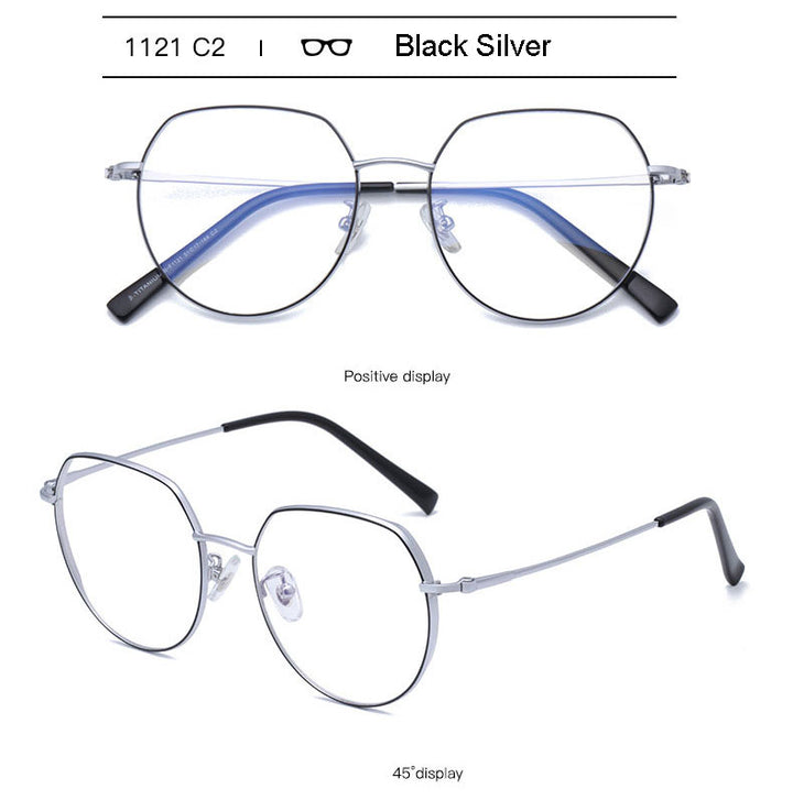 Hotony Unisex Full Rim Alloy Round Frame Eyeglasses 1121 Full Rim Hotony