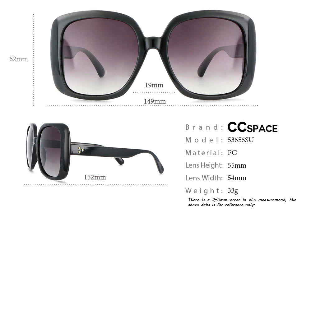 CCspace Women's Full Rim Oversized Square Resin Frame Sunglasses 53656 Sunglasses CCspace Sunglasses
