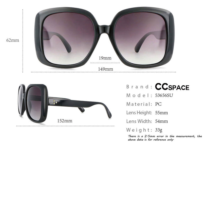 CCspace Women's Full Rim Oversized Square Resin Frame Sunglasses 53656 Sunglasses CCspace Sunglasses