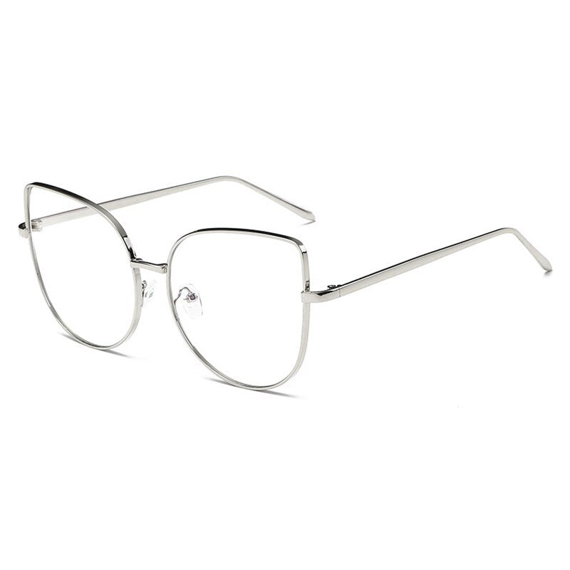 Hotony Women's Full Rim Alloy Cat Eye Frame Eyeglasses 3449 Full Rim Hotony Silver