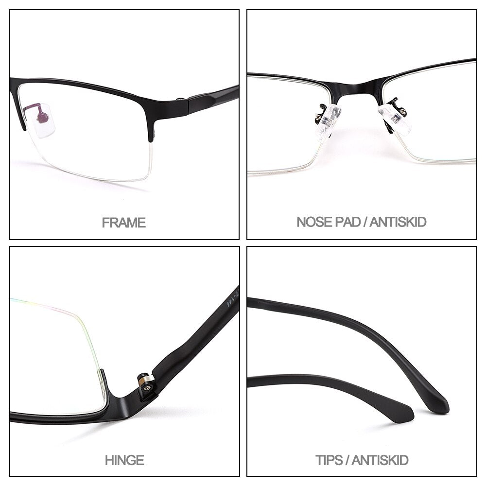 Gmei Men's Semi Rim Rectangle Alloy Eyeglasses S61006 Semi Rim Gmei Optical