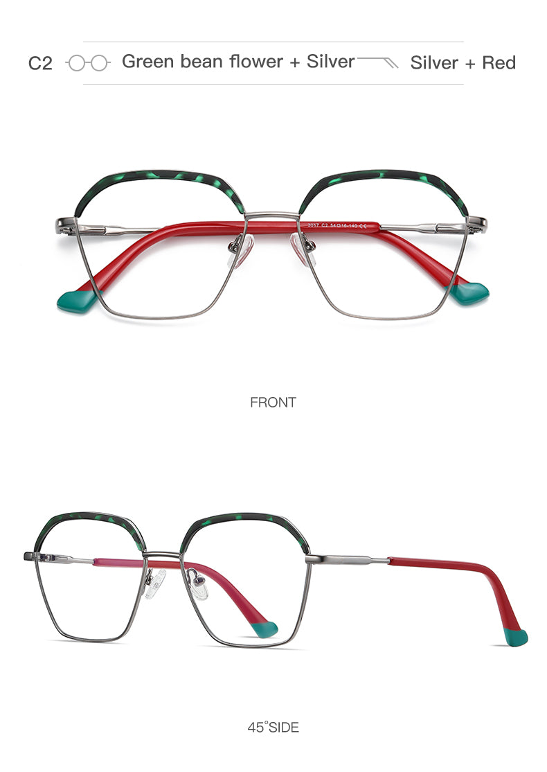 Gmei Women's Full Rim Alloy Square Frame Eyeglasses 3017 Full Rim Gmei Optical