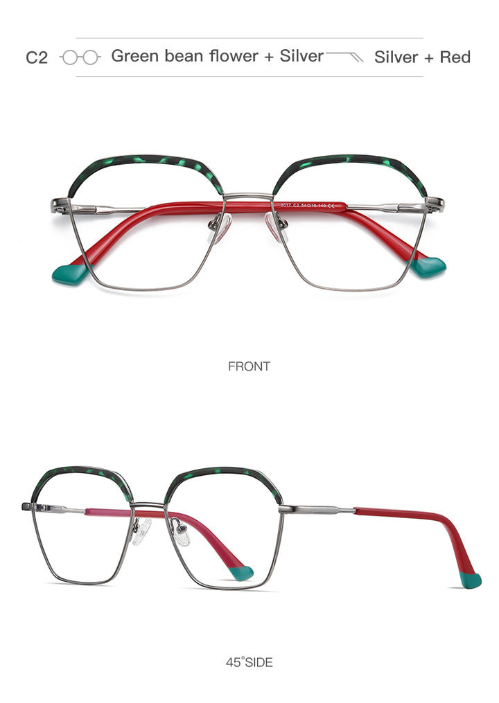 Gmei Women's Full Rim Alloy Square Frame Eyeglasses 3017 Full Rim Gmei Optical