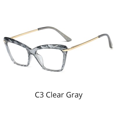 Ralferty Women's Reading Glasses Acetate Cat Eye 9753 Reading Glasses Ralferty C3 Clear Gray 0