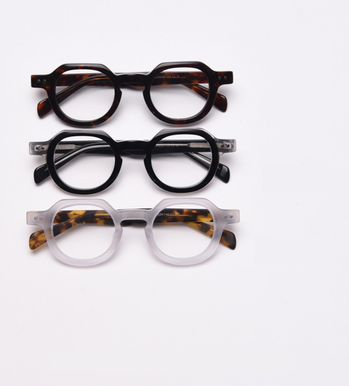 CCspace Unisex Full Rim Round Acetate Frame Eyeglasses 49875 Full Rim CCspace